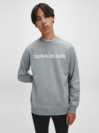 Calvin Klein Ruhák HU044148 | Calvin Klein Logo Férfi Pulóver Szürke